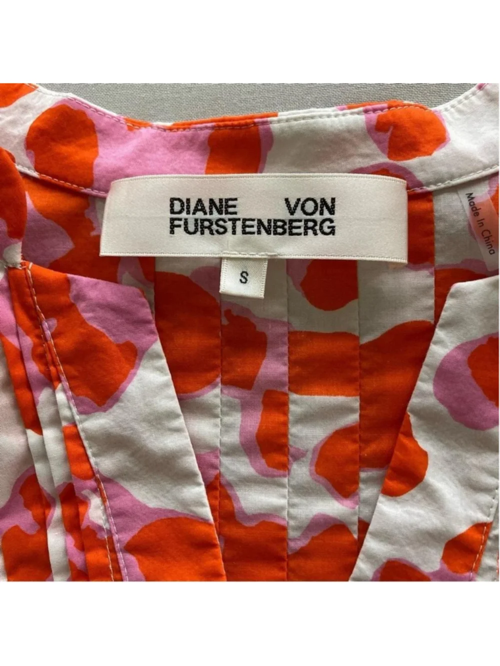 Diane Von Furstenberg Fiona Poplin Top S Short Sleeve Cottage Y2K indie - Picture 8 of 8